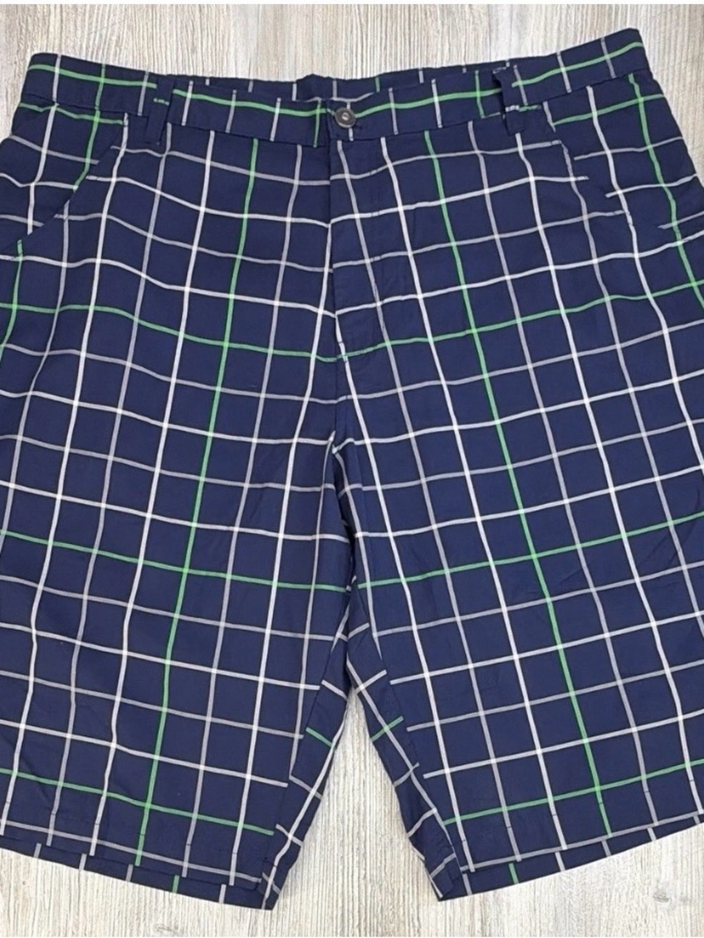 Jordan Navy Blue Plaid Shorts with White & Green Grid
